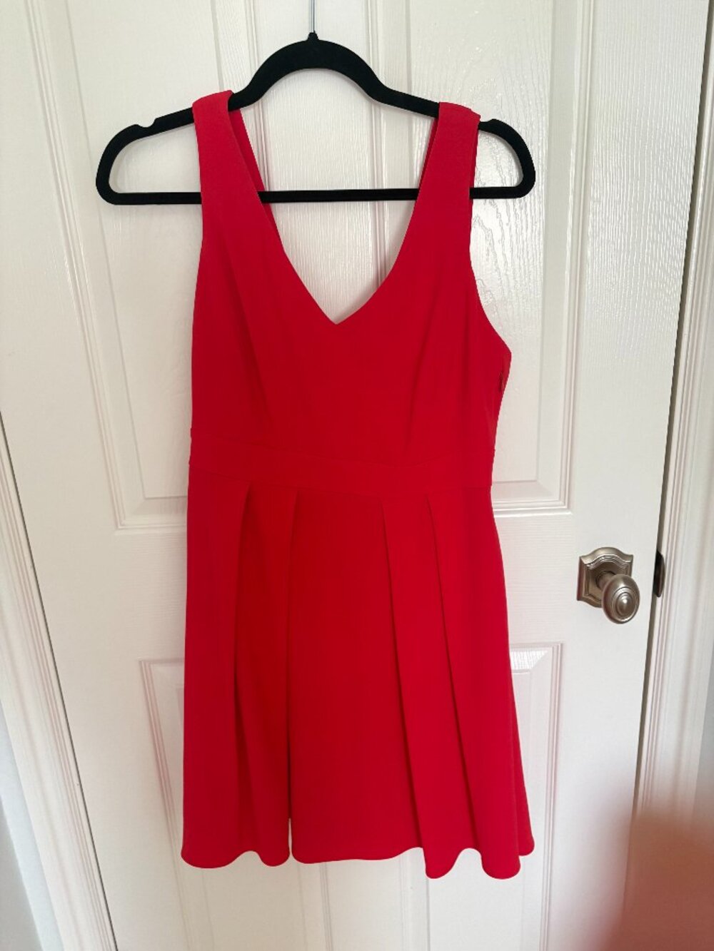Claudie Pierlot Bow-Detail Crepe Skater Dress Red FR 40 / US 8 - Picture 2 of 4